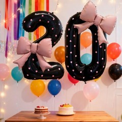 40 Inch Black Bow Numbers Balloon 0-9 Foil Mylar Large Number Balloon 2026 Gr…