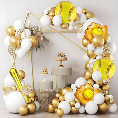 8pcs Softball Party Decorations – 18inch Baseball Balloons – Softball Foil Ballo
