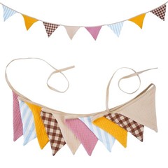 2Pcs Triangle Bunting Flag No-DIY Cotton Fabric Garland Reusable Party Banner…