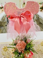 10 Baby Shower Centerpieces Girl Princess Floral Tutu Pink Gold Silk Flowers