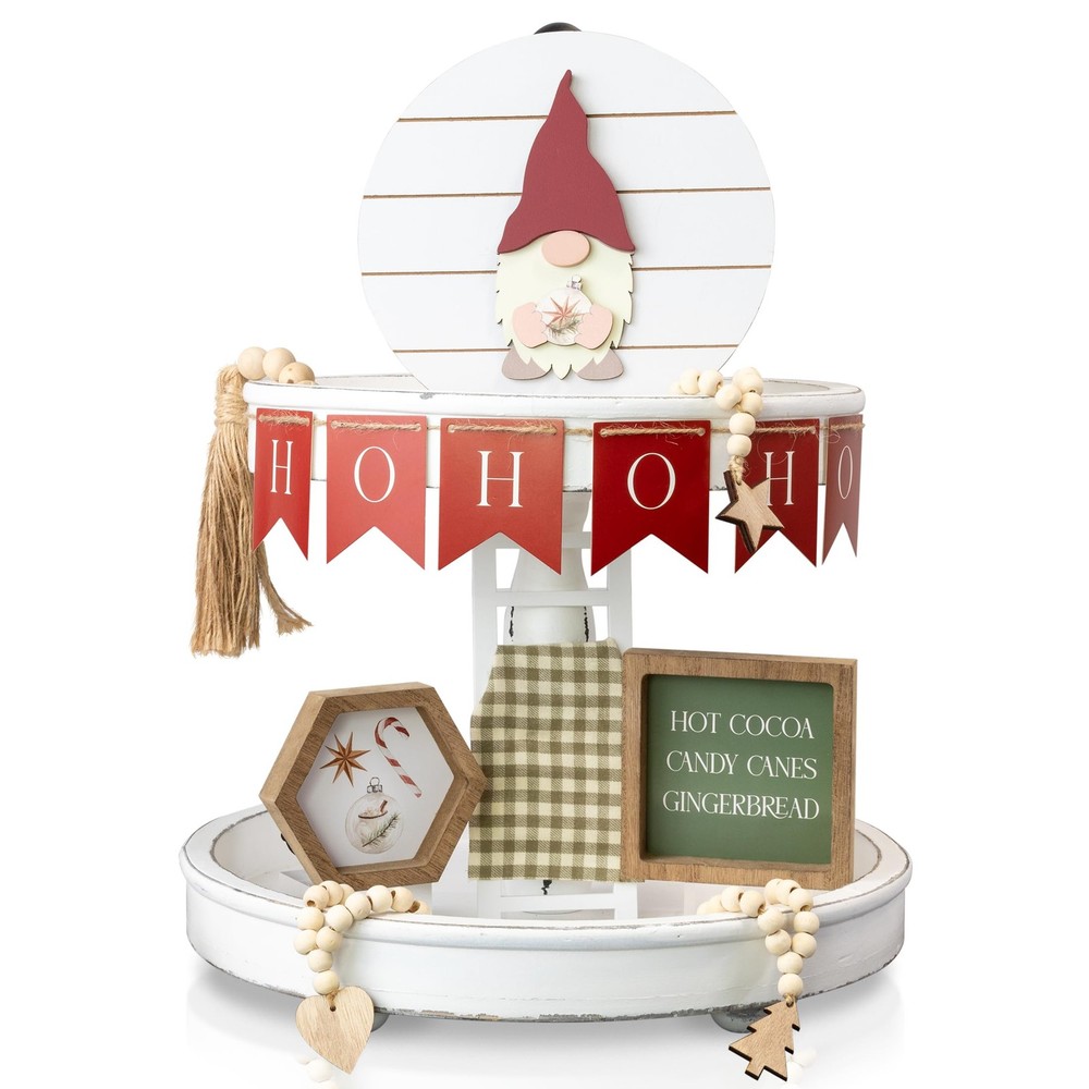 Beautiful Tiered Tray Decor Set for Christmas – Interchangeable All Season De…