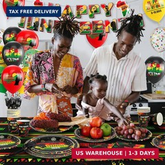 Happy Juneteenth Decorations, Juneteenth Party Supplies, Disposable Tableware Se