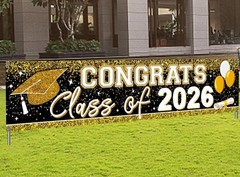 Giant Congrats Grad Banner 9.8ft for Class of 2026 – Perfect for Parties