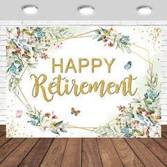 Happy Retirement Backdrop 8x6ft – Butterfly Floral Photography Background Party
