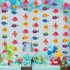 8 Pieces Under The Sea Party Decorations Tropical Fish Garlands Ocean Fish Pa…