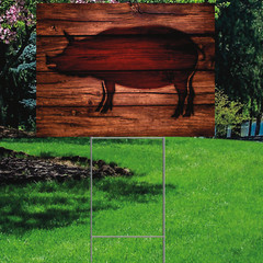 YS3048 Pig Hog Pork Rustic Wood BBQ Plastic Outdoor Yard Sign Decoration Cutout