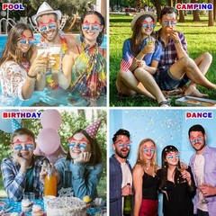 Red White Blue Sunglasses 3 PCS for Women Men, Patriotic Star 3.0 4th of July