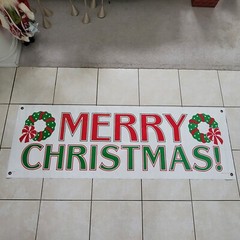 21×63″ Frances Meyer Reusable Plastic Giant “Merry Christmas” Banner 1992 Vtg