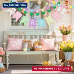 Frienda 4 Pcs Spring Garland Decorations Felt Pompom Ball Garlands Hello Spring