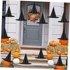 12 Pcs Halloween Decorations Witch Hat – Thickened Black – Bulk