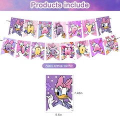 Daisy Duck Party Decoration Set – Movie Theme Banner, Cake Topper, Latex Balloon