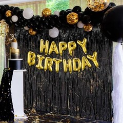 2 Pack Black Party Streamers Tinsel Backdrop for Halloween & Other Parties