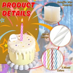 MAQIHAN Multicolor Spiral Birthday Candles 6×0.5 cm/2.36×0.2 in, Multicolored
