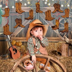 Western Cowboy Party Decorations Themed Hanging Swirls Ceiling Streamer Prop