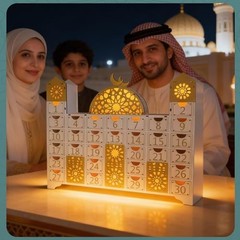 Ramadan Countdown Calendar – Wooden Mosque Advent Decor, Eid Gifts & Decorations