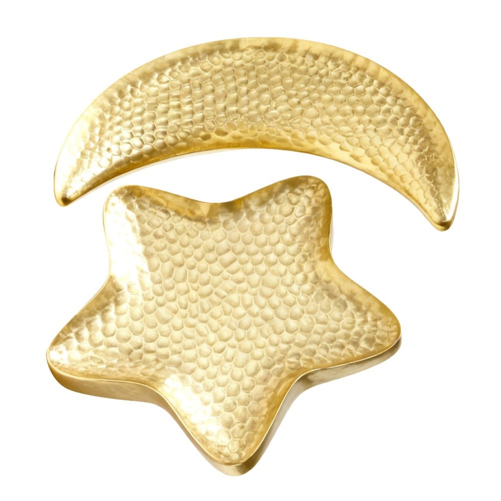 2 Pcs Hammered Star and Moon Fruit Plate Serving Tray Eid Display Platter