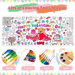Valentines Coloring Tablecloth/Poster, 2 PCS Valentines 2pcs Pink-valentines