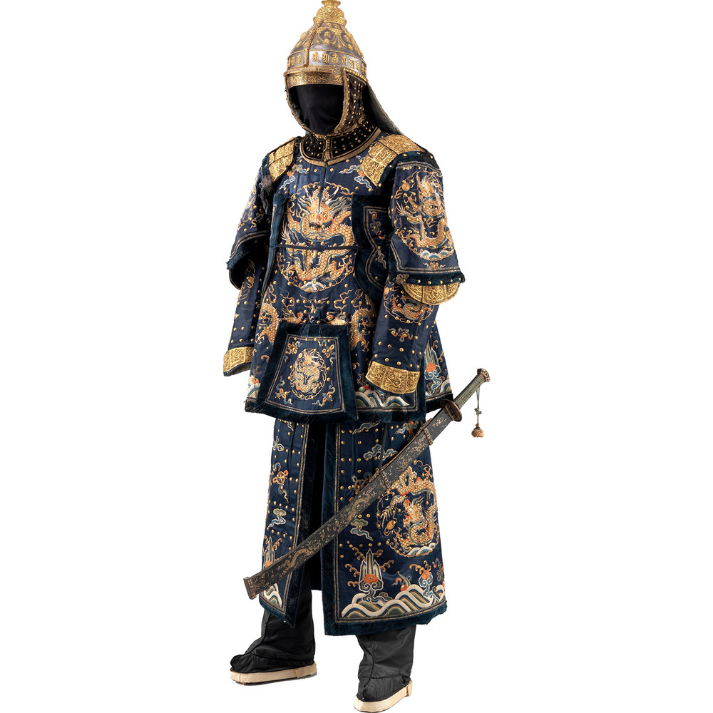 SP13148 Ceremonial Chinese Dragon Armor Sword 18th Century Cardboard Cutout Stan