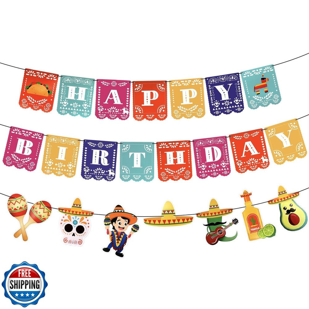 KatchOn, Mexican Birthday Banner – 15 feet, Pre strung | Happy Birthday Decor