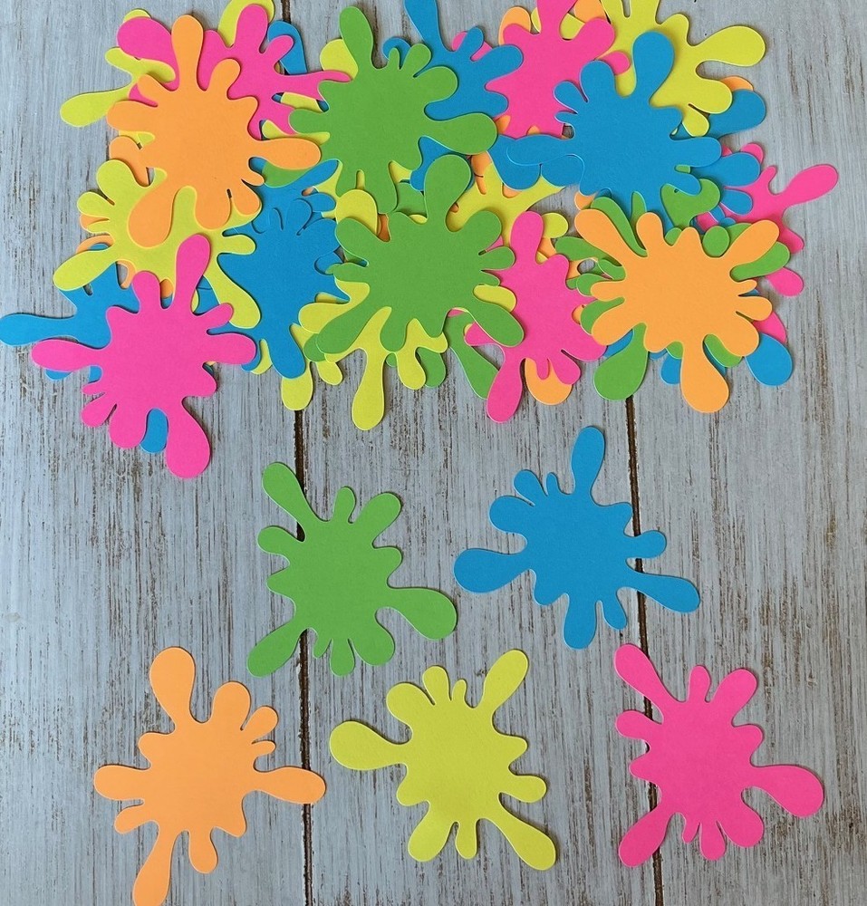 Neon colored Paint Splatter Cutouts Art Party Teacher Decorations Birthday Party