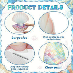 4 Pcs Large Mermaid Birthday Decorations Mermaids Photo Booths Props under the S