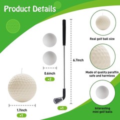 Golf Ball Birthday Candles, Cake Topper & Mini Club for Iron, White