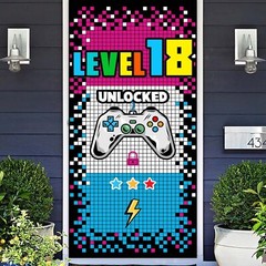 Level 18 Unlocked Happy 18th Birthday Level Up Banner Backdrop Background Pho…