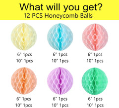 12Pcs Pastel Hanging Honeycomb Balls Decorations Party Decoration Rainbow Birthd