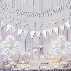 Luxury 60th Diamond Anniversary Party Decorations: Banners, Balloons & Ribbons