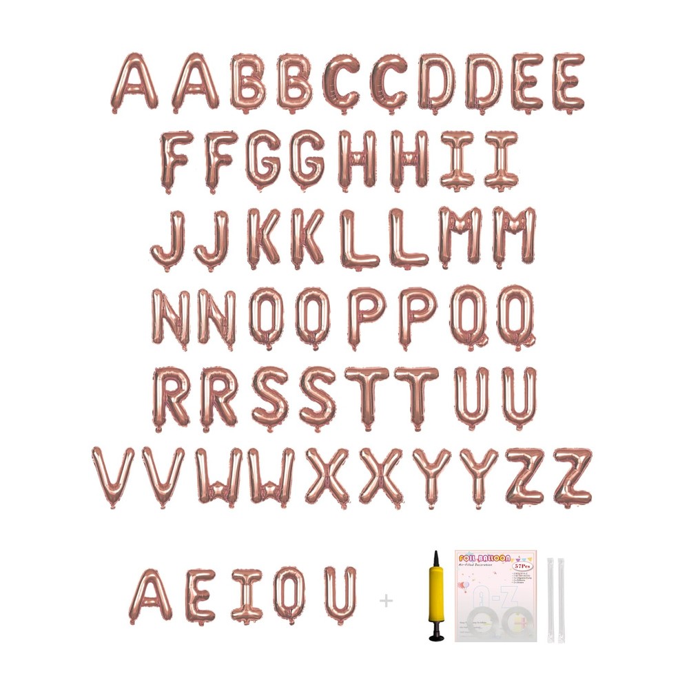 58 PCS Letter Balloons Alphabet Letters 2 Sets A- Z & 1 Sets AEIOU 16 – Inch …