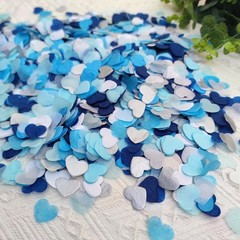 Blue Silver Tissue Paper Heart Confetti Wedding Engagement Bridal Shower Deco…