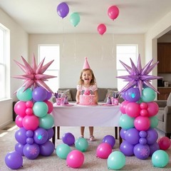 129Pcs Pink Spider Balloon Arch Kit, Rose Red Pastel Teal Blue Purple Balloon…