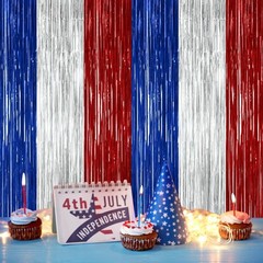 2 Pack 4th of July Decorations – 3.28 FT x 7.05 FT Patriotic Tinsel Backdrops