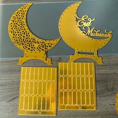 Ramadan Kareem Mirror Moon Castle with LED Night Light Acrylic Eid Mubarak OY