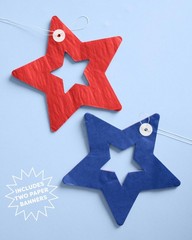 , Red, White + Blue Paper Star Banner | Set of 2, 10ft | 4th of July Banner, …