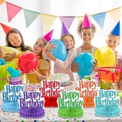 12Pcs Happy Birthday Red, Orange, Purple, Blue, Light Green