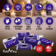 Class of 2025 Graduation Mini Candy Wrapper | Set of 60 Stickers | Purple Theme