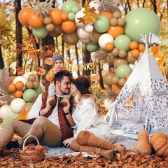 Fall Balloons Garland Arch Kit, Brown Orange Sage Green Fall Thanksgiving Bal…