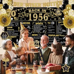 70th Birthday Decorations for Men Women, 36 Pcs Back in 1956 Birthday Party D…