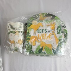 Safari Party Decorations Lot Tablecloths Banner Balloons Plates Lets get Wild