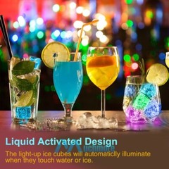 LOT Multicolor Glow Ice Cubes LED Light up for Cocktails Beverages Wedding Party