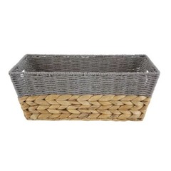 Better Homes & Gardens Small Storage Basket with Handles, Gray and Natural