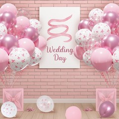 Pink Bow Balloons Set, 50 pcs 12 inch Metallic Pastel Pink White Transparent …