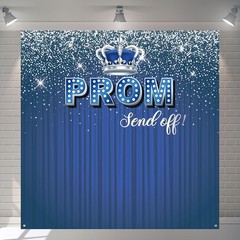 2026 Graduation Prom Background 5.9×5.9 Ft Blue Silver Glitter Photo Banner