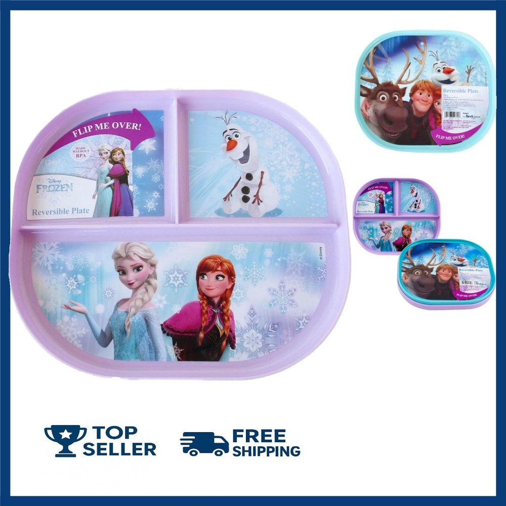 Reversible Character BPA Free Plate – 8 x 7 Inches Elsa & Anna, Medium
