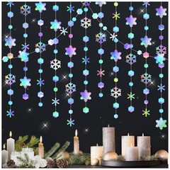 52 Ft Garland Decorations Kit, Holographic Twinkle Little Garlands Snowflake