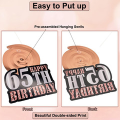 65Th Birthday Decorations for Women, Rose Gold 65Th Birthday Decor Kit with Bann
