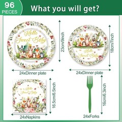 Hello Sweet Baby Shower Disposable Tableware Set (Plates, Napkins, Forks)
