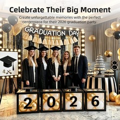 Durable Black Balloon Boxes & Balloons for Class of 2026 Graduation Celebrations