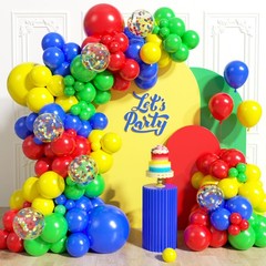 131pcs Colorful Balloon Arch Kit with Confetti Red Blue Yellow Green Balloons…